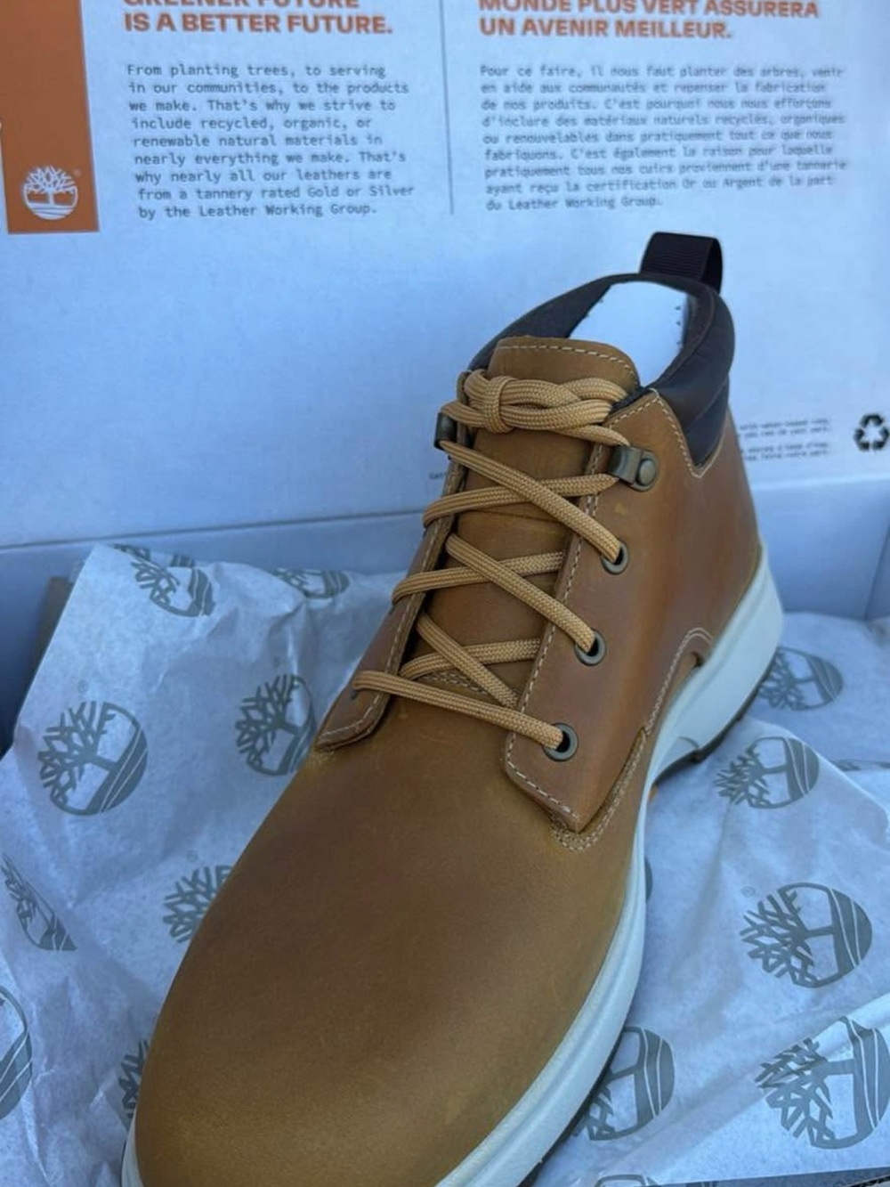 Timberland Tan Leather Lace-Up Casual Boot with White Sole